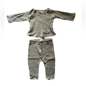 Mud Pie Olive Green Waffle Knit 2-Piece Outfit | 3-6M